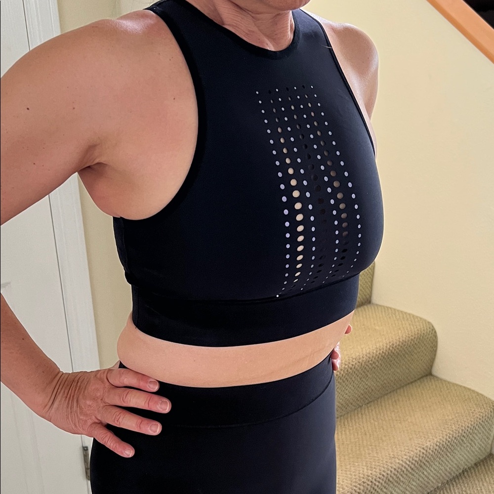 Ultracor Black Sports Bra Silver Accents and Leggings